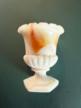 VTG Akro Agate Slag Glass Pedestal Urn Toothpick Holder
